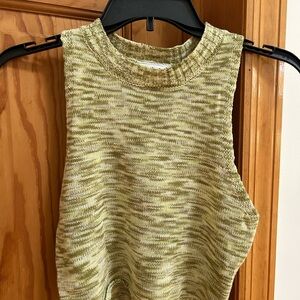 Daisy Green and White Ribbed Muscle Tee